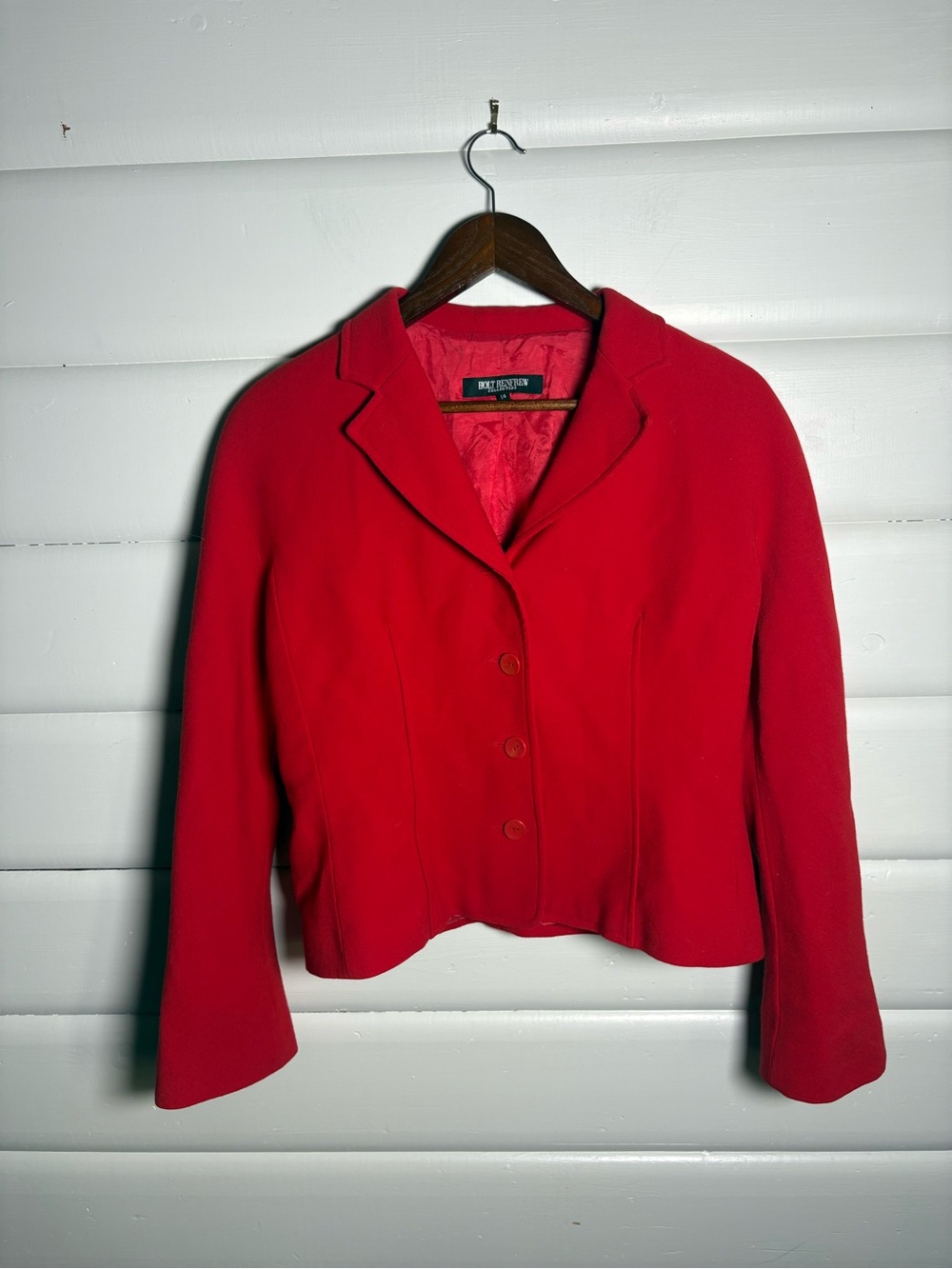 Holt Renfrew 100% Wool Vintage 90’s Red Cropped Blazer